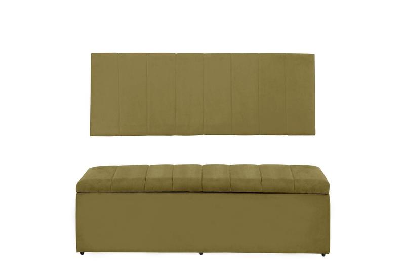 Imagem de Kit Calçadeira e Painel Vitoria 138 cm Suede Amarelo