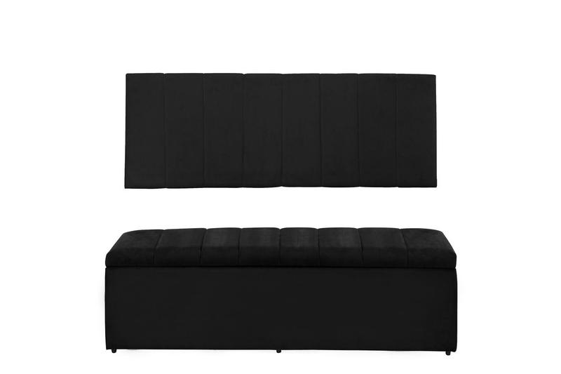 Imagem de Kit Calçadeira e Painel Vitoria 138 cm Suede Preto