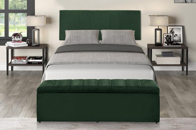 Imagem de Kit Calçadeira e Painel Vitoria 138 cm Suede Verde