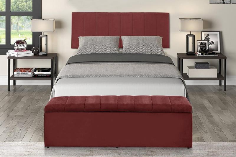 Imagem de Kit Calçadeira e Painel Vitoria 138 cm Suede Vermelho