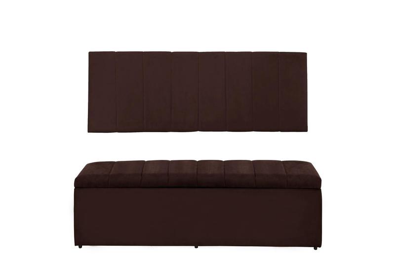 Imagem de Kit Calçadeira e Painel Vitoria 158 cm Suede Bordô Escuro