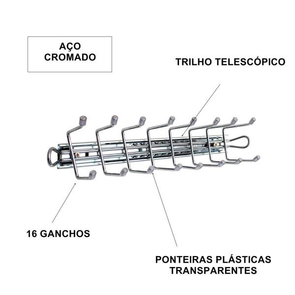 Imagem de Kit Calceiro 12 Varetas E Porta Cintos 4135 Cromado Jomer