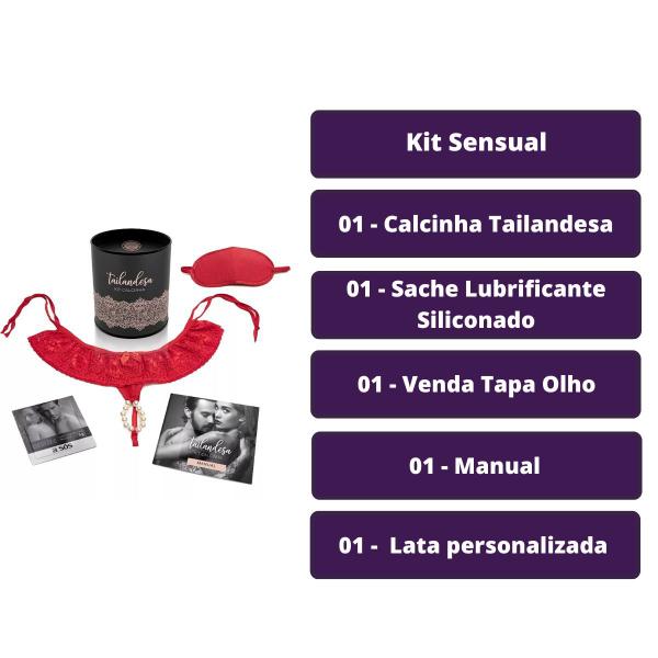 Imagem de Kit Calcinha Tanga Tailandesa Com Perolas Massagem Vermelho