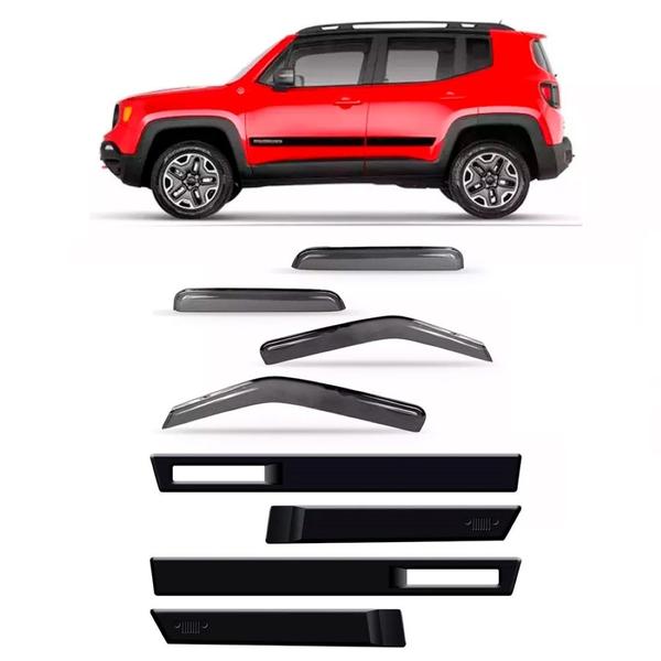 Imagem de Kit calha chuva jeep renegade 2014 a 2018 + friso lateral