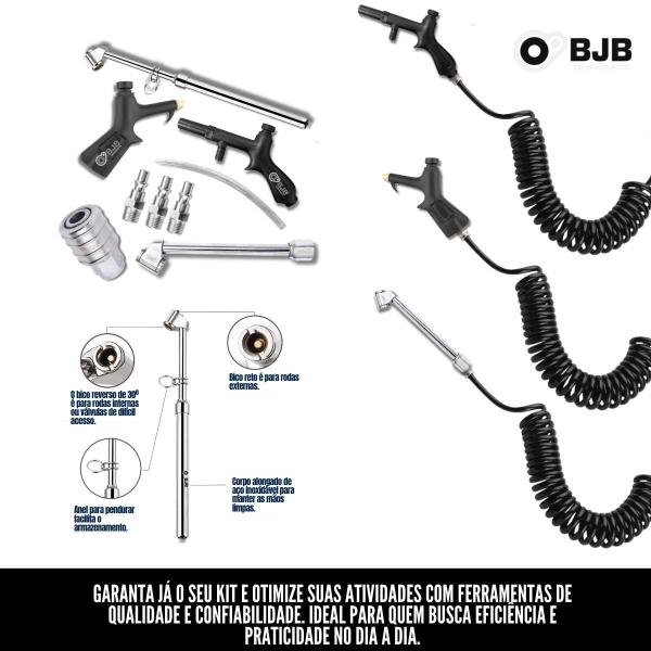 Imagem de Kit Calibrador Com Bico Ar E Engate Rápido Para Encher Pneu