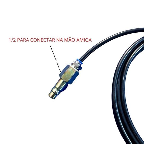 Imagem de Kit calibrador inflador pneus caminhão mangueira engate 1/2