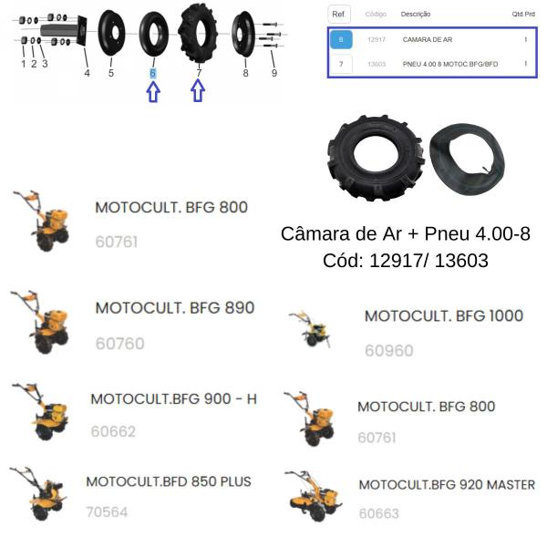 Imagem de Kit Câmara + Pneu 4.00-8 Buffalo P/ Motocultivadores 910/900