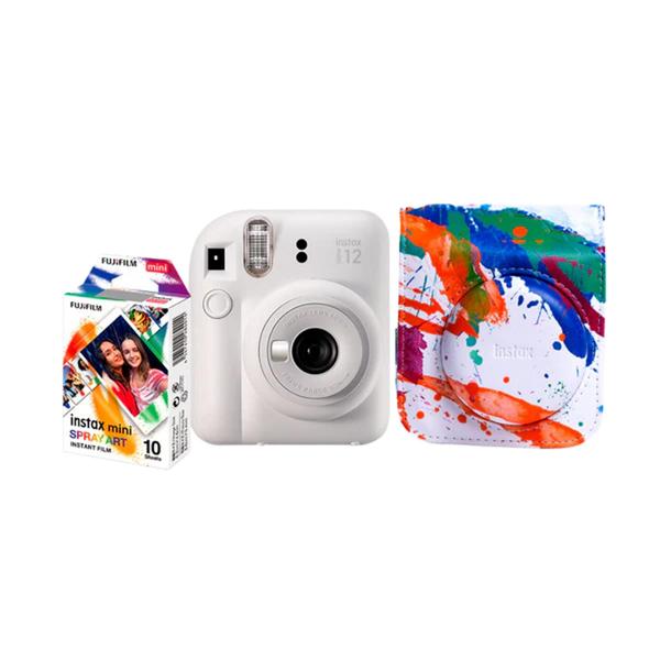 Imagem de Kit Câmera Instantânea Fujifilm Instax Mini 12 Branca + Pack 10 filmes Spray Art + Bolsa Spray Art