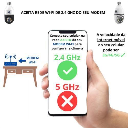 Imagem de Kit Câmera Segurança Wifi Dupla Lentes Lâmpada Visão Noturna 360 Ultra Moderna FULL HD1080p + 1 Cartão 64 GB