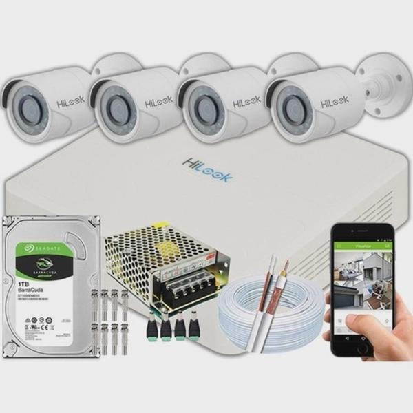 Kit Câmeras de Segurança e Monitoramento Hilook 04 Completo - Hikvision/Hilook Imagem de Kit Câmeras de Segurança e Monitoramento Hilook 04 Completo