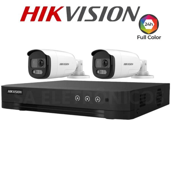 Imagem de Kit Câmeras Hikvision Full HD 1080p Com 2 Câmeras Bullet Colorvu Infravermelho Colorido
