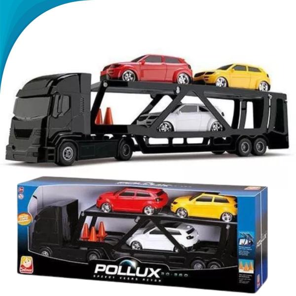 Imagem de Kit Caminhão Cegonha E 3 Carros Sortidos Brinquedo Para Criança Com Garantia