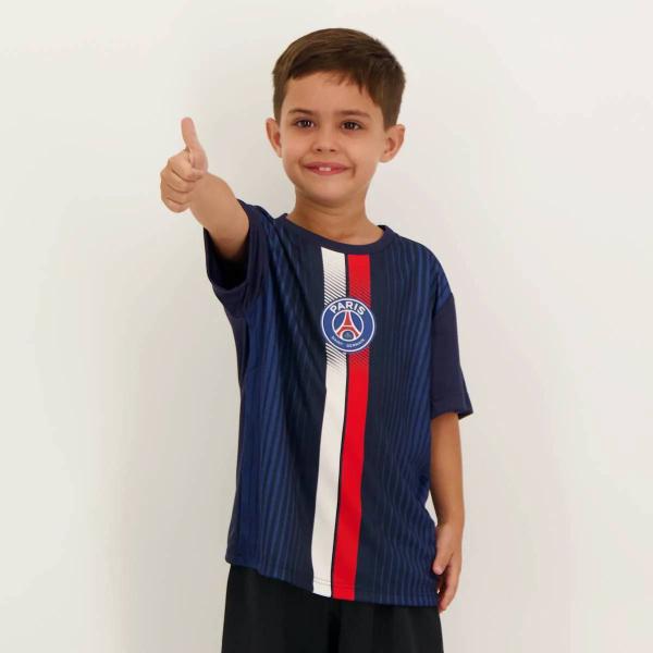 Imagem de Kit Camisa e Calção PSG Infantil Azul