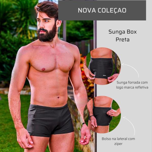 Imagem de Kit Camisa Térmica Com Sunga Boxer Zíper Lateral e Bolso Proteção Térmica Uv Short Banho Com Ajuste Adulto Masculino Natação Surf Blusa Comprida