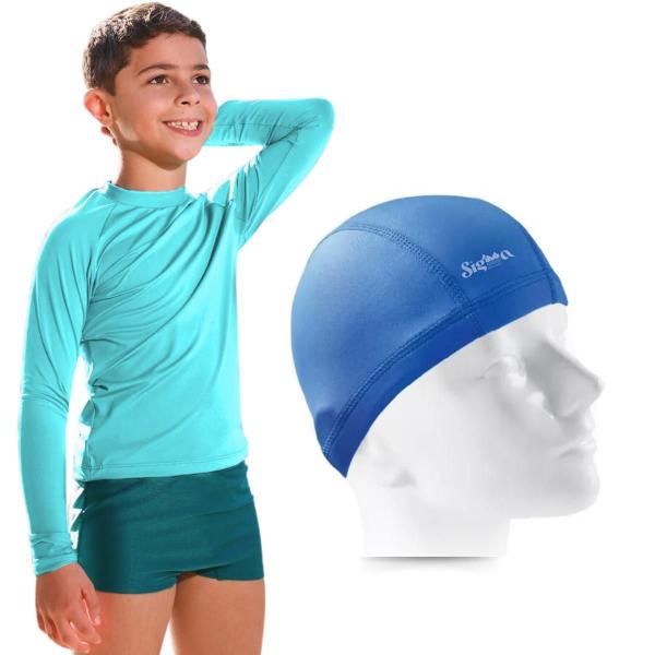 Imagem de Kit Camisa Térmica Infantil Proteção Solar Com Toquinha Natação Hidroginástica Menino Menina Unissex