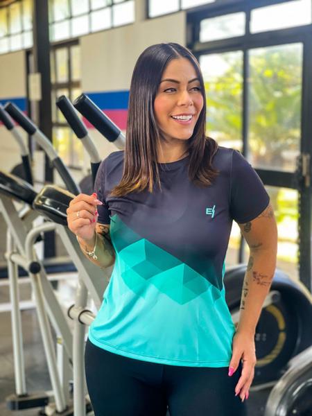 Imagem de Kit Camiseta Academia Fitness Feminina Calça Legging Lisa Cós Alto Preto e Cinza Empina Bumbum Gross