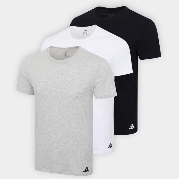 Kit Camiseta Adidas Básicas 3 Peças Masculino