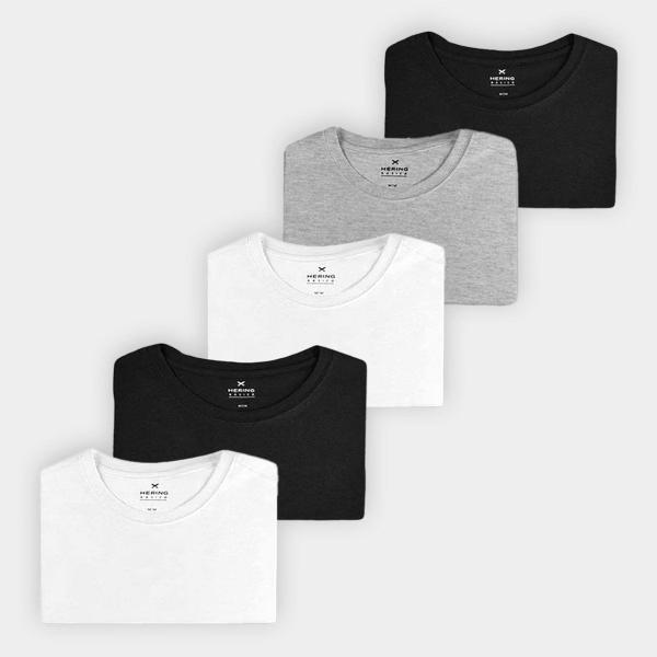 Kit Camiseta Hering C/ 5 Peças Feminina Kit Camiseta Hering C/ 5 Peças Feminina