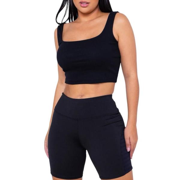 Imagem de KIT Camiseta REGATA DRY FIT Feminina + Short Leg Legging REDINHA Suplex Conjunto Fitness 633