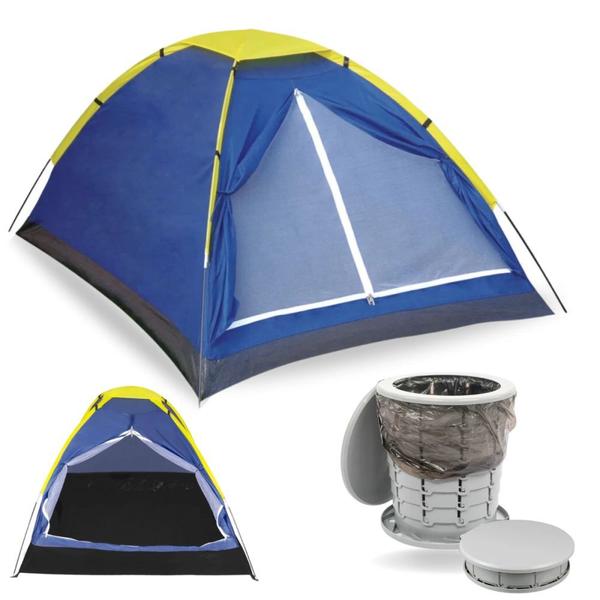 Imagem de Kit Camping Barraca 2 Pessoas Iglu Mor + Vaso Sanitario Portatil Ecocamp Light 15 L