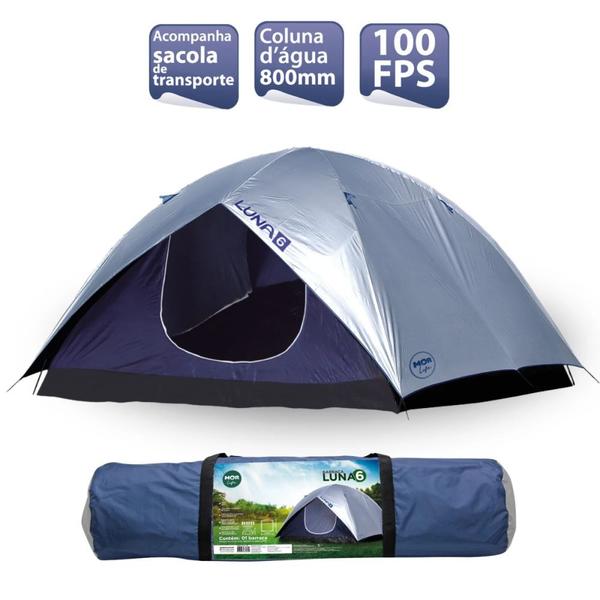 Imagem de Kit Camping Barraca 6 Pessoas Luna + Colchao Inflavel Casal com Inflador de Pe  Mor 