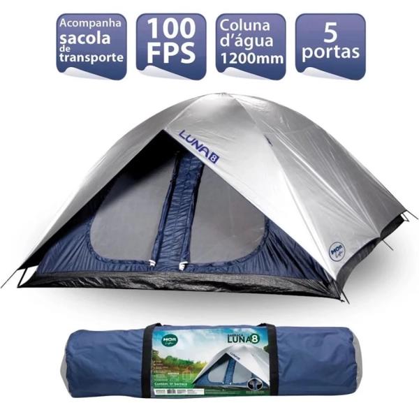 Imagem de Kit Camping Barraca 8 Pessoas Luna + 2 Colchoes Inflaveis Casal com Inflador de Pe  Mor 