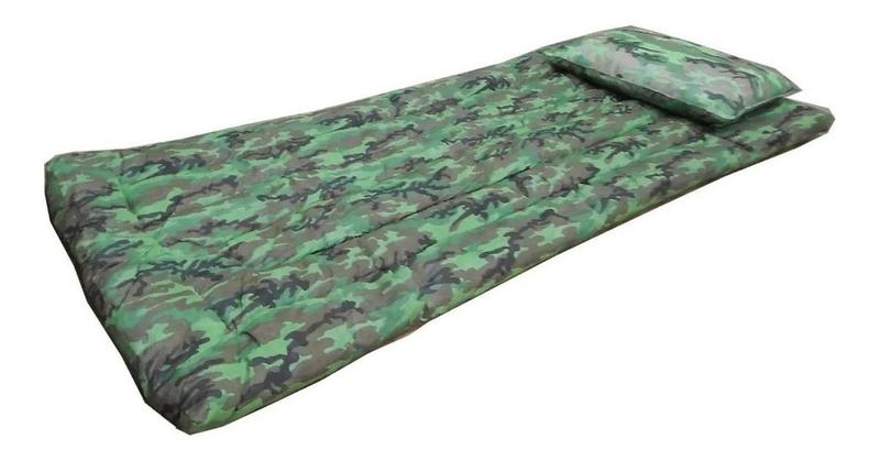 Imagem de Kit Camping Colchonete Com Travesseiro Solteiro Camuflado