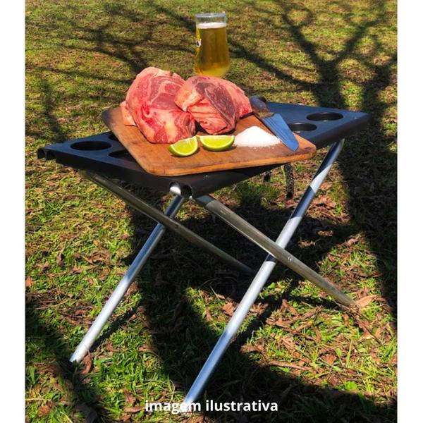 Imagem de Kit Camping / Pesca com Mesa Dobravel Portatil + Copo Termico 473 Ml Guepardo