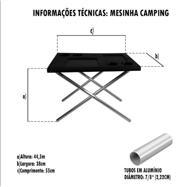 Imagem de Kit Camping / Pesca com Mesa Portatil + Copo Termico 473 Ml + Cadeira Dobravel