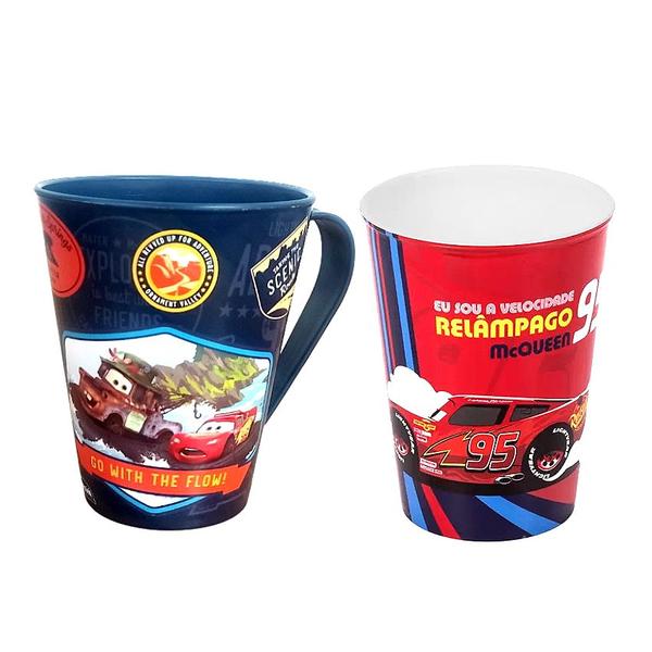 Kit Caneca do Carros + Copo Relâmpago Mcqueen infantil Plasútil Imagem de Kit Caneca do Carros + Copo Relâmpago Mcqueen infantil Plasútil
