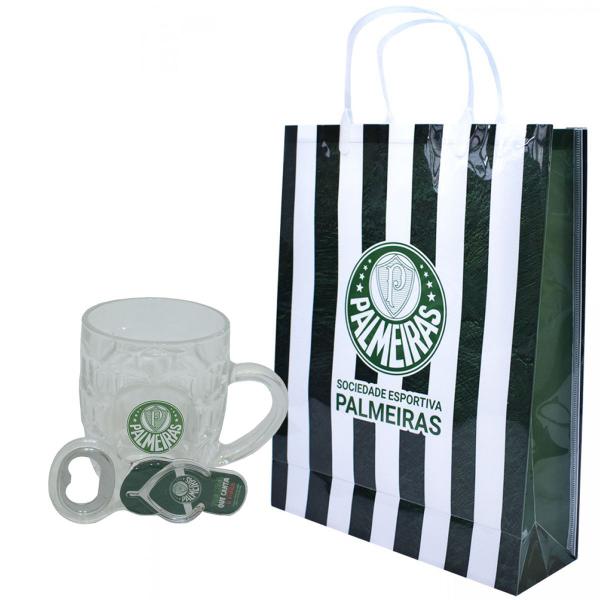 Imagem de Kit Caneca Palmeiras Jogo Abridor Caneca 280ml Vidro Sacola