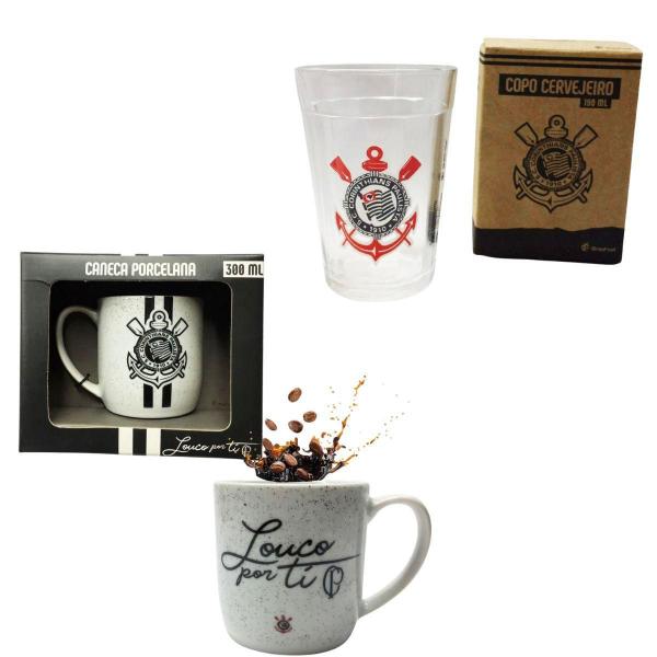 Imagem de Kit Caneca Porcelana Branca 300Ml Café +1 Copo Americano