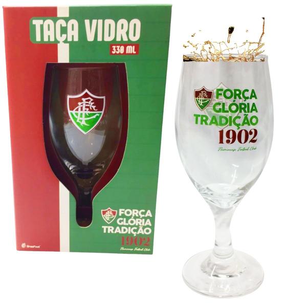 Imagem de Kit Caneca Porcelana Sou Tricolor 300ml Café + Taça 330ml Bebidas Força Gloria Tradição Fluminense