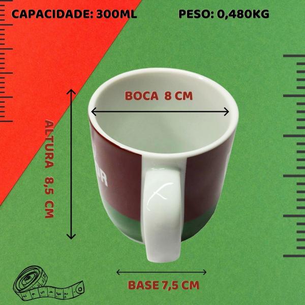 Imagem de Kit Caneca Porcelana Sou Tricolor 300ml Café + Taça 330ml Bebidas Força Gloria Tradição Fluminense