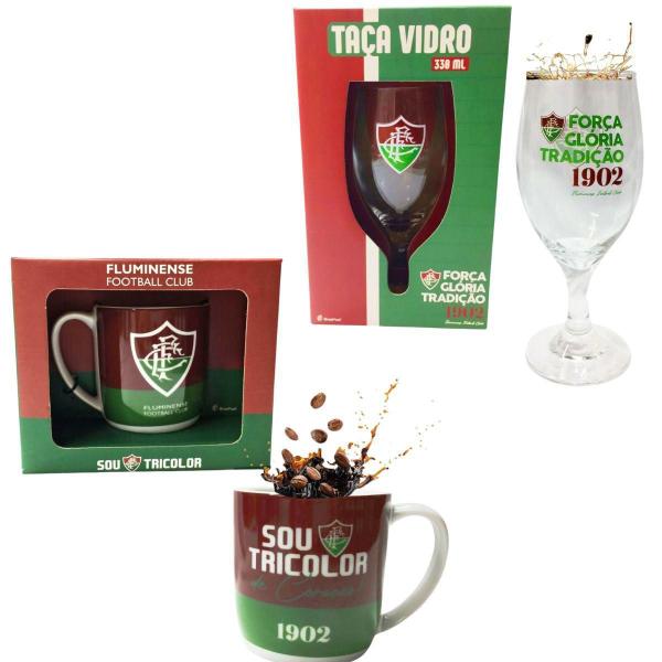 Imagem de Kit Caneca Porcelana Sou Tricolor 300Ml Café + Taça 330Ml