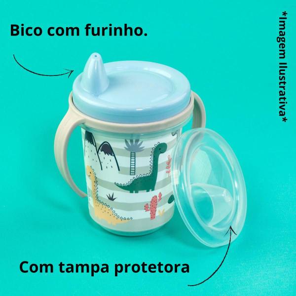 Imagem de Kit Caneca Porta Chupeta e Dosador de Leite em Pó Dino Azul