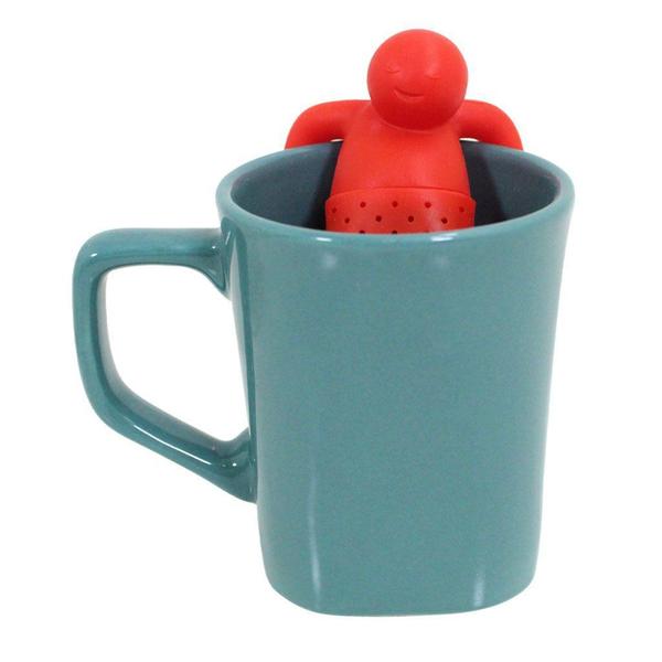 Imagem de Kit Caneca Reta Colours Verde Cerâmica 330ml E Boneco Infusor de Chá Silicone