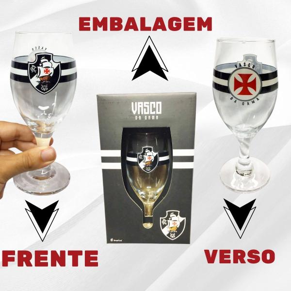 Imagem de Kit Caneca Xicara Porcelana 300ml Café + Taça Windsor 330ml Cerveja Vinho Vasco Oficial