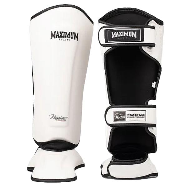 Imagem de Kit Caneleira Classic White + Luva Boxe Muay Thai Kickboxing Maximum MXM White/Pink 12oz