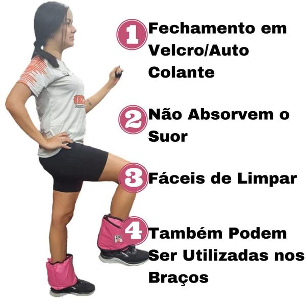 Imagem de Kit Caneleira/Tornozeleira Peso 2Kg Rosa + Mini Band Nível Médio Amarela 1 Fit