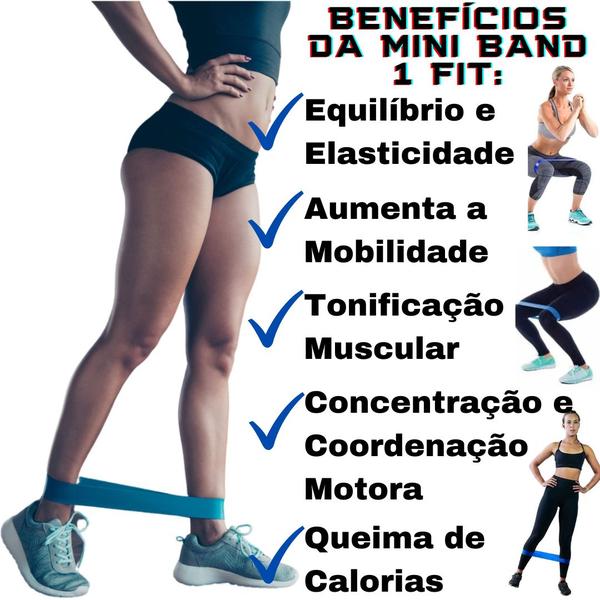 Imagem de Kit Caneleira/Tornozeleira Peso 3Kg + Mini Band Nível Leve Azul 1 Fit