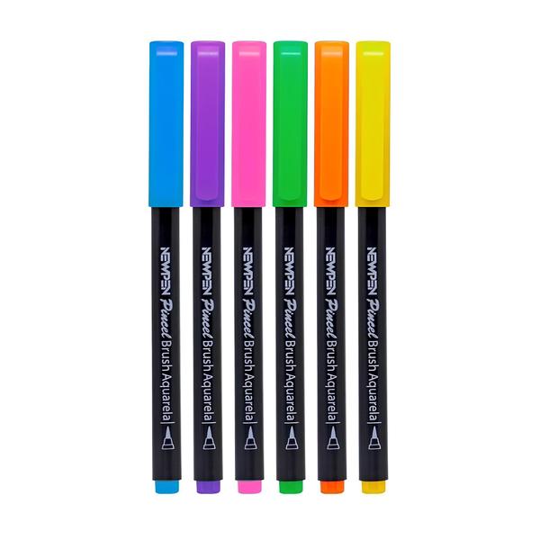 Imagem de Kit Caneta Brush Pen Newpen - Neon Color com 6 Cores 