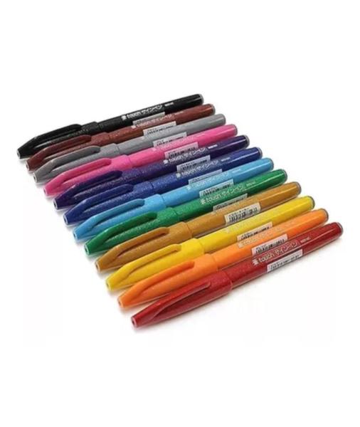 Imagem de Kit Caneta Pentel Brush Sign Pen C/ 12 Cores Pastel