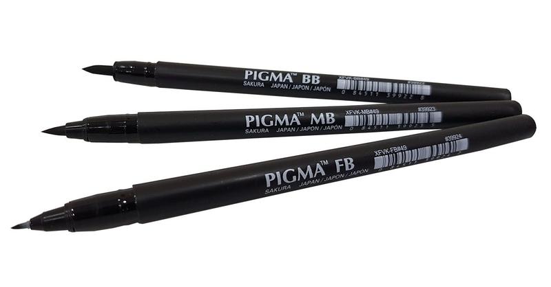 Imagem de Kit Caneta Pigma Pen Brush - Sakura Fina Média Grossa Xfvk