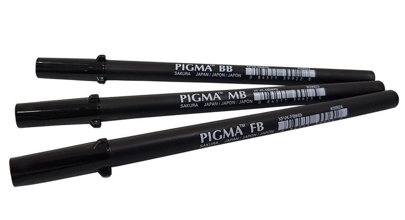 Imagem de Kit Caneta Pigma Pen Brush - Sakura Fina Média Grossa Xfvk