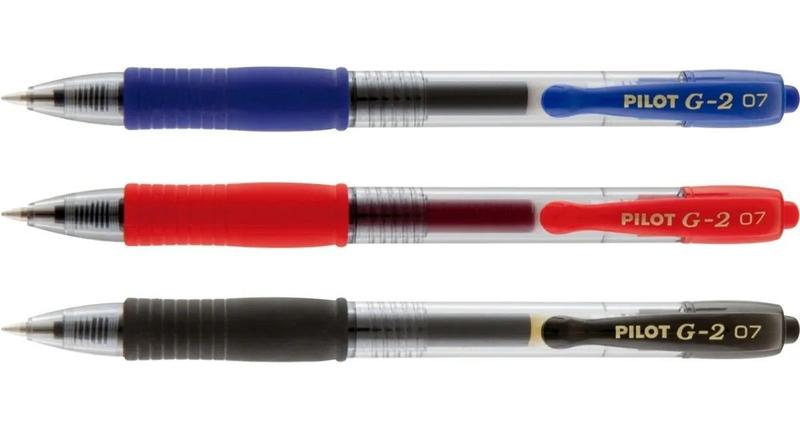 Imagem de Kit Caneta Pilot Rollerball Gel G-2 - 0.7 Preta Azul e Vermelha