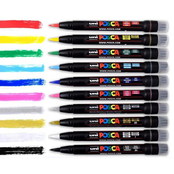 Imagem de Kit Caneta Posca Brush Pen PCF-350 - 10 Canetas