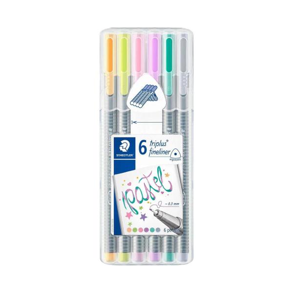 Imagem de Kit Caneta Triplus Fineliner 6 Cores 0,3mm Staedtler Pastel