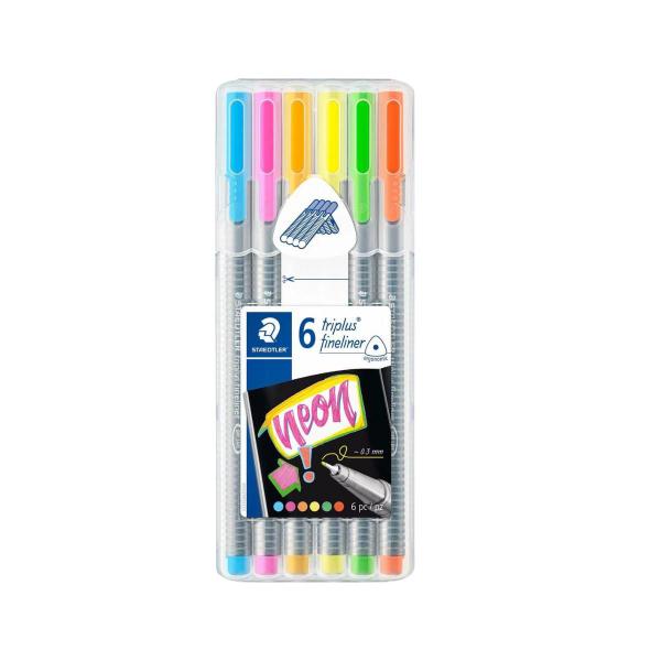 Imagem de Kit Caneta Triplus Fineliner 6 Cores Staedtler Neon