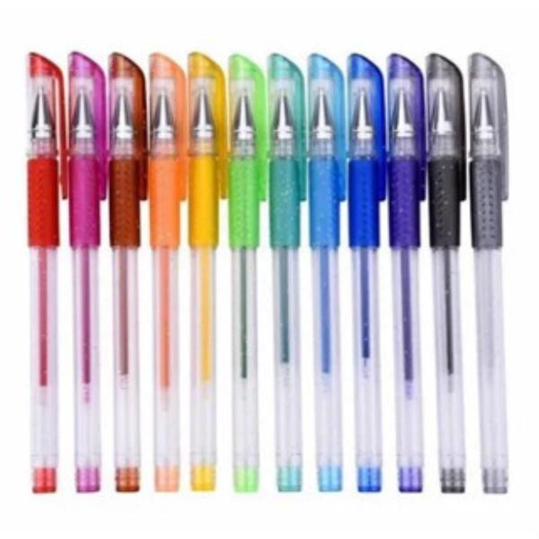 Kit Canetas gel colorida c/ glitter e aroma de frutas Imagem de Kit Canetas gel colorida c/ glitter e aroma de frutas